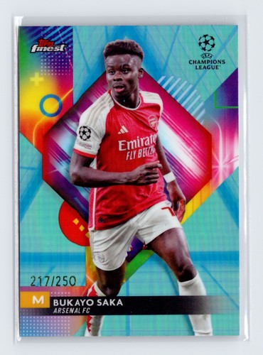 Bukayo Saka 2024 Topps Finest Aqua Vapor Wave /250