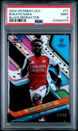 Bukayo Saka 2024 Topps Finest Black Refractor 8/10