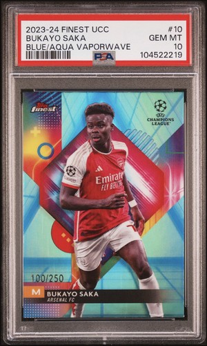 Bukayo Saka 2023 Topps Finest Blue Aqua Refractor /250