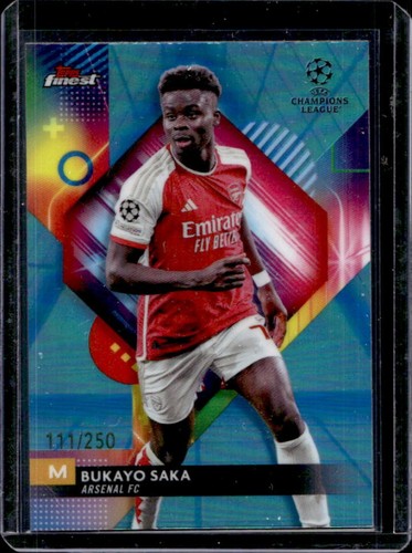 Bukayo Saka 2023 Topps Finest Blue Aqua Vapor Wave /250
