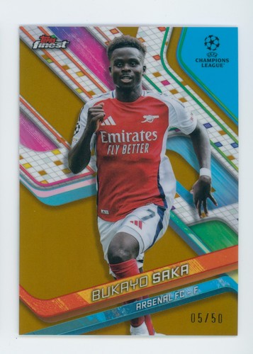 Bukayo Saka 2024 Topps Finest Gold Refractor /50