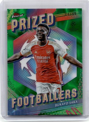 Bukayo Saka 2024 Topps Finest Green Lava Refractor /99