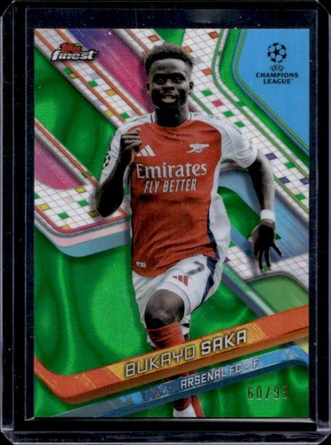 Bukayo Saka 2024 Topps Finest Green Lava Refractor /99