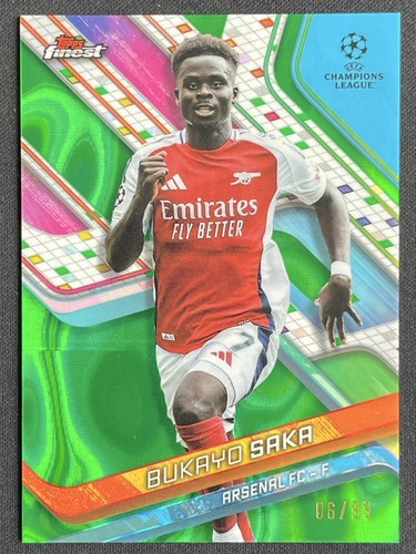 Bukayo Saka 2024 Topps Finest Green Raywave /93