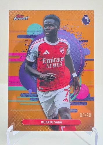 Bukayo Saka 2025 Topps Finest Orange Refractor /20