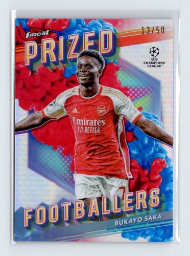 Bukayo Saka 2024 Topps Finest Red Blue /50