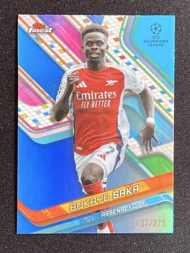 Bukayo Saka 2024 Topps Finest Sky Blue Refractor /275