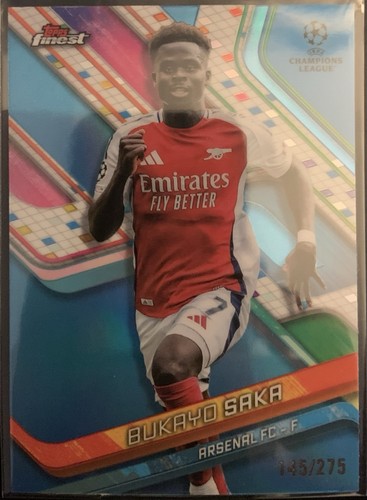 Bukayo Saka 2024 Topps Finest Sky Blue Refractor /275