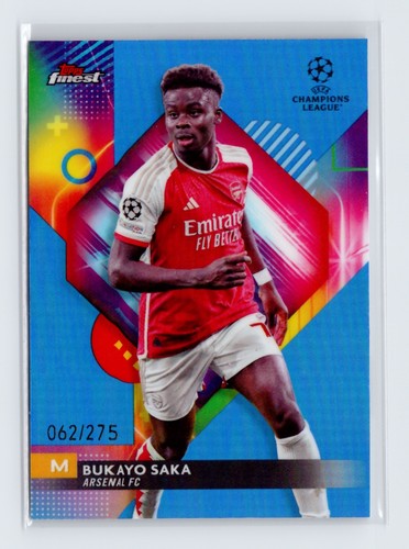 Bukayo Saka 2023 Topps Finest Sky Blue Refractor /275