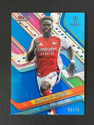 Bukayo Saka 2024 Topps Finest UEFA Blue /75