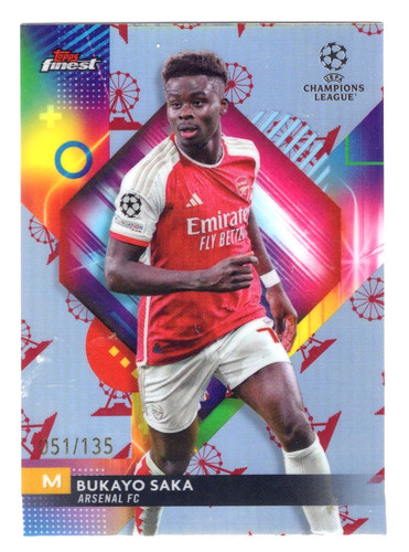 Bukayo Saka 2023 Topps Finest UEFA Ferris Wheel Refractor /135