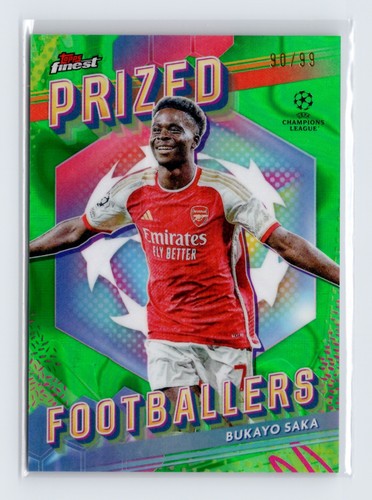Bukayo Saka 2024 Topps Finest UEFA Green Lava /99