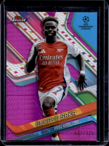 Bukayo Saka 2024 Topps Finest UEFA Pink Prism Refractor /125