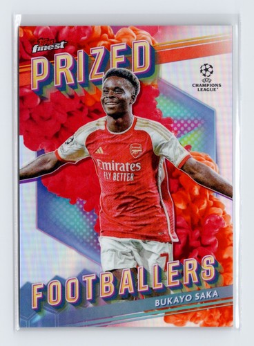 Bukayo Saka 2023 Topps Finest UEFA Red Orange
