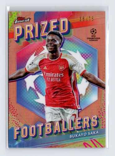 Bukayo Saka 2023 Topps Finest UEFA Rose /75