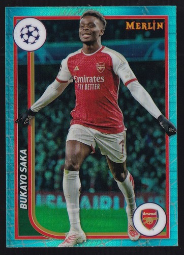Bukayo Saka 2023 Topps Merlin Chrome Aqua Prism #11