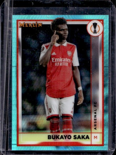 Bukayo Saka 2022 Topps Merlin Chrome Aqua Prism #12
