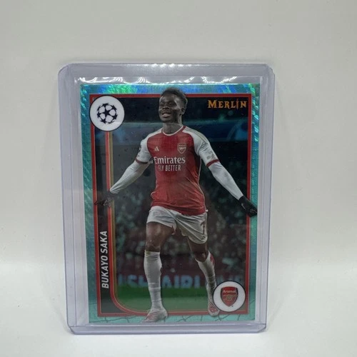 Bukayo Saka 2023 Topps Merlin Chrome Aqua Prism Refractor