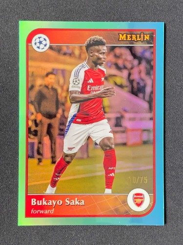 Bukayo Saka 2024 Topps Merlin Chrome Aqua Refractor /75