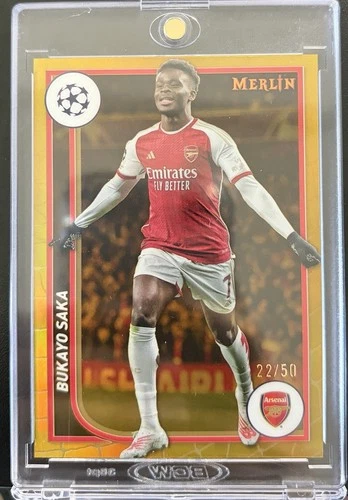 Bukayo Saka 2024 Panini Merlin Chrome Atomic Gold Refractor /50