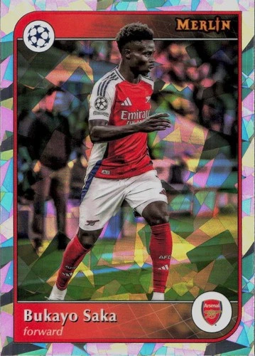 Bukayo Saka 2024 Topps Merlin Chrome Cracked Ice Refractor