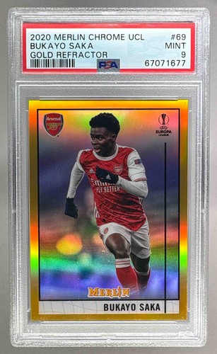 Bukayo Saka 2020 Topps Merlin Chrome Gold /50