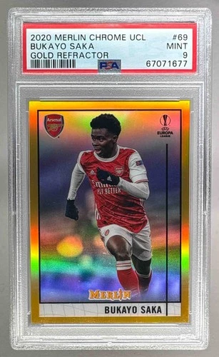 Bukayo Saka 2020 Topps Merlin Chrome Gold /50