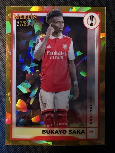 Bukayo Saka 2022 Topps Merlin Chrome Gold Atomic Refractor /50