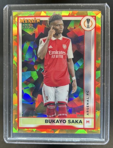 Bukayo Saka 2022 Topps Merlin Chrome Gold Atomic Refractor /50