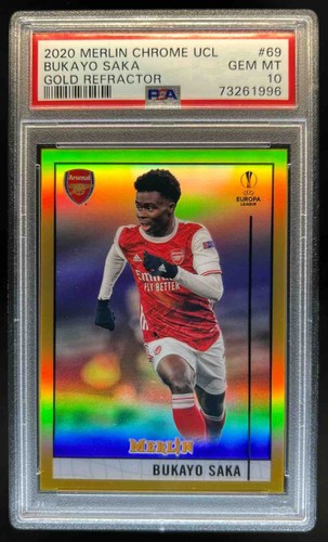 Bukayo Saka 2020 Topps Merlin Chrome Gold Refractor /50