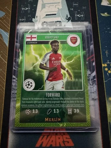 Bukayo Saka 2024 Topps Merlin Chrome Green Lightning