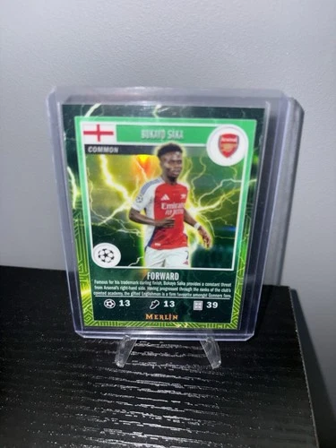 Bukayo Saka 2024 Topps Merlin Chrome Green Lightning