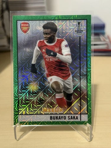 Bukayo Saka 2021 Topps Merlin Chrome Green Mojo Refractor /99