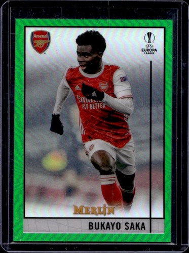 Bukayo Saka 2021 Topps Merlin Chrome Green Refractor /99