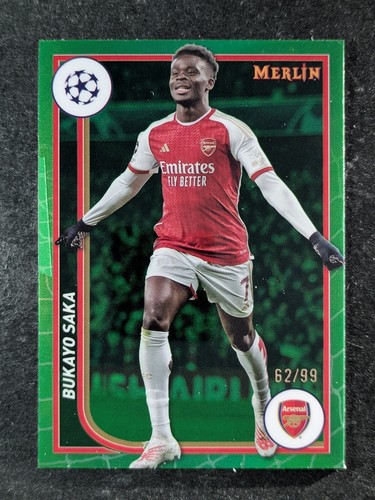 Bukayo Saka 2023 Topps Merlin Chrome Green Refractor /99