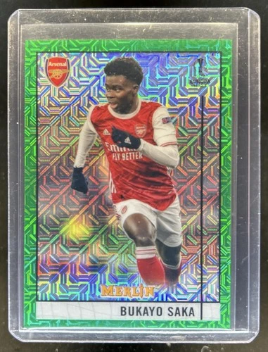 Bukayo Saka 2020 Topps Merlin Chrome Green Refractor Mojo /99