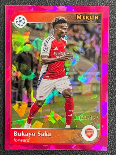 Bukayo Saka 2024 Topps Merlin Chrome Magenta Ice 029/125