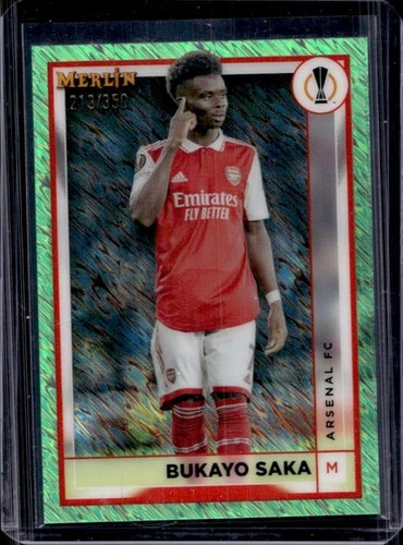 Bukayo Saka 2022 Topps Merlin Chrome Neon Green Shimmer Refractor /350