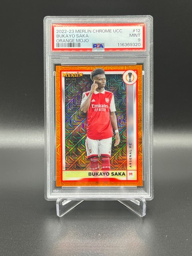 Bukayo Saka 2022 Topps Merlin Chrome Orange Mojo /25