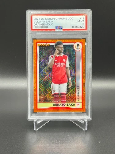 Bukayo Saka 2022 Topps Merlin Chrome Orange Mojo /25