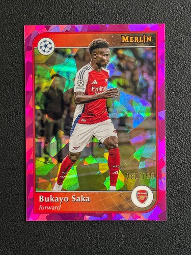 Bukayo Saka 2024 Topps Merlin Chrome Pink Atomic Refractor /199