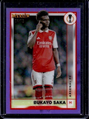 Bukayo Saka 2022 Topps Merlin Chrome Purple Refractor /15