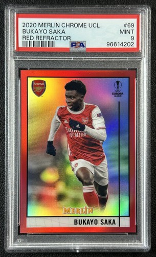 Bukayo Saka 2020 Topps Merlin Chrome Red Refractor 3/10