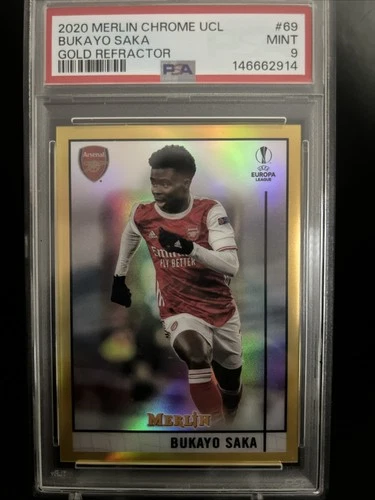 Bukayo Saka 2020 Topps Merlin Chrome True Gold Refractor /50