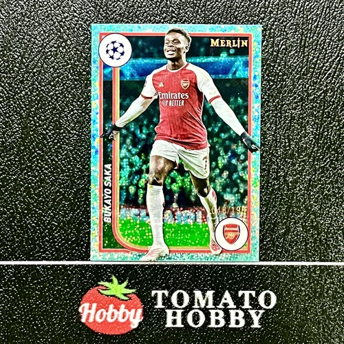 Bukayo Saka 2023 Topps Merlin Chrome UEFA Aqua Speckle Refractor /199