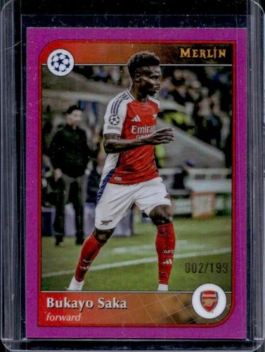 Bukayo Saka 2024 Topps Merlin Chrome UEFA Pink Refractor /199