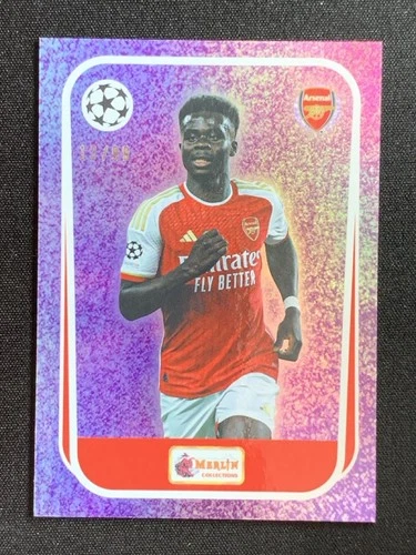 Bukayo Saka 2023 Topps Merlin Heritage Purple /99