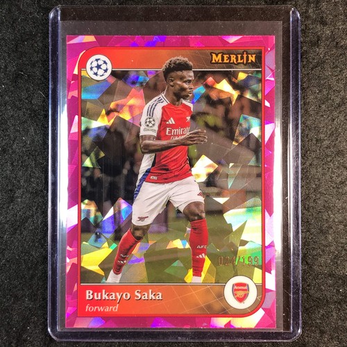 Bukayo Saka 2024 Panini Merlin UEFA Club Comp Pink Atomic /199