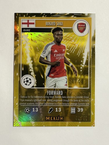 Bukayo Saka 2025 Topps Merlin UEFA Gold 49/50