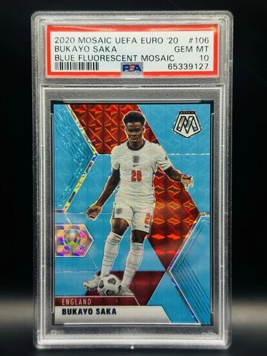 Bukayo Saka 2020 Panini Mosaic Blue Fluorescent /15